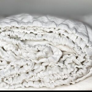 King Luxurious Super Heavy Weighted Linen Fitted Sheet white